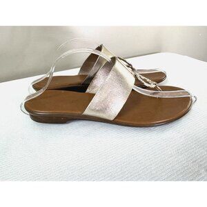 Toscanella Womens 9.5 Thong Sandal Metallic Gold Bling Glam Luxe Designer Italy